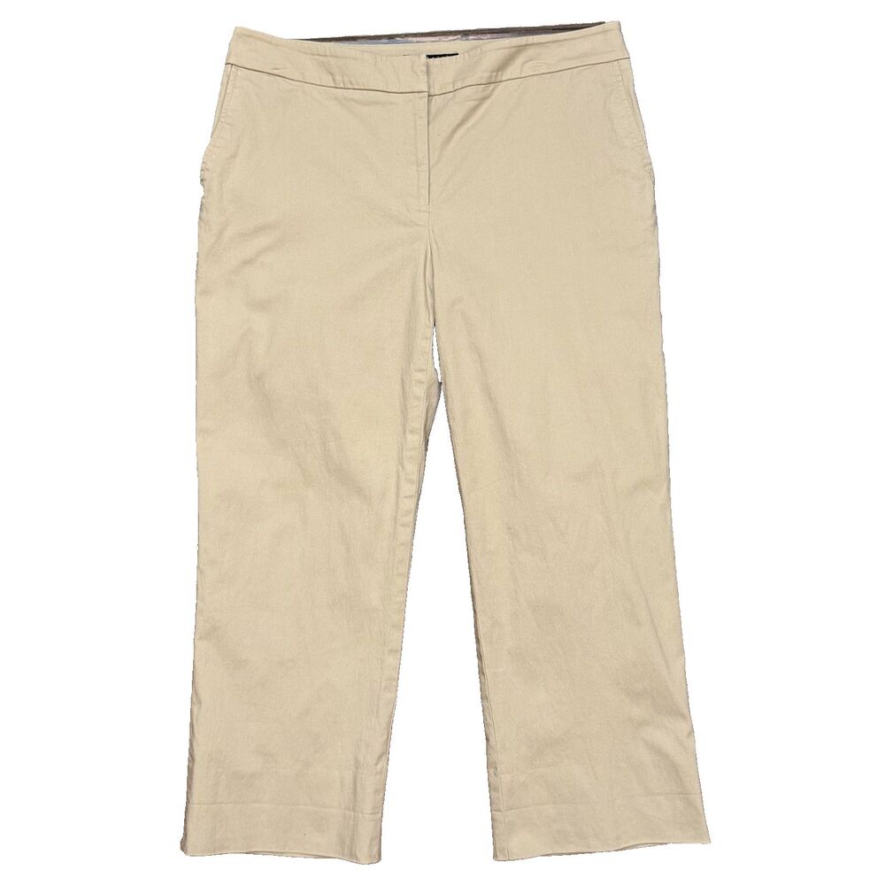 Apostrophe Pants Women’s Khaki Wide Leg Lightweight Capris Stretch Sz 12